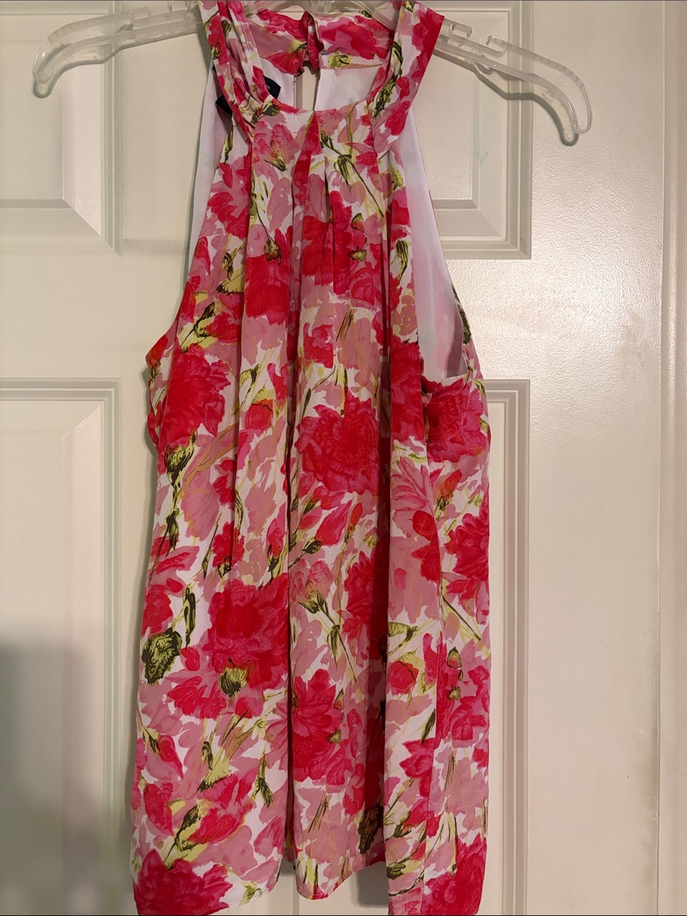INC International Concepts Pink Red Floral Halter Blouse